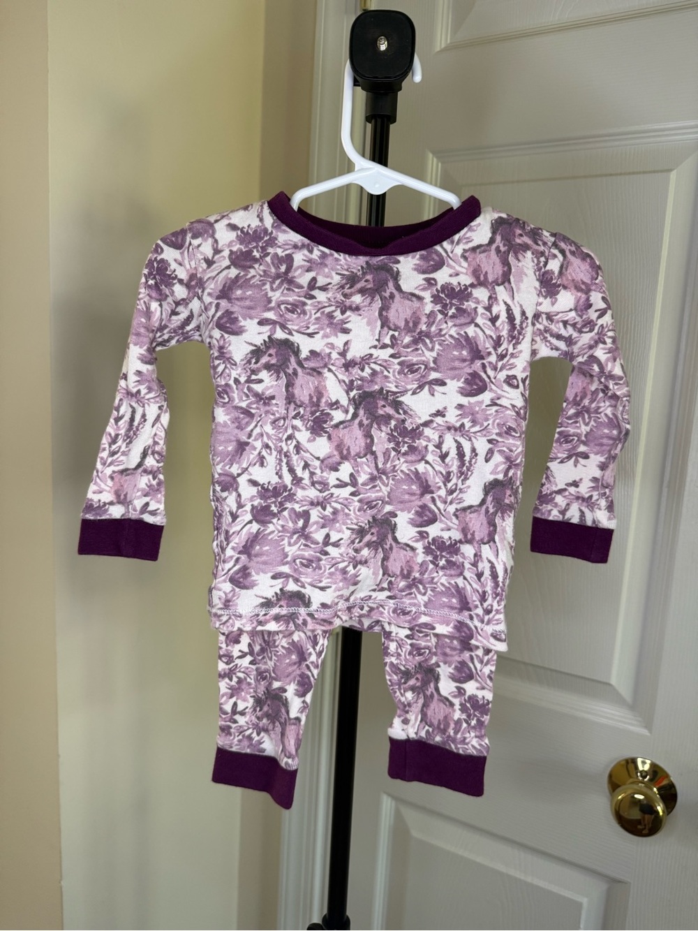 Burt's Bees Baby Purple Floral Bodysuit with Dark Purple Trim